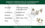 Aretes de topacio blanco en oro blanco 14kt. TW-1.92CTS.