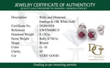 Aretes con rubí y diamantes en oro blanco 14KT