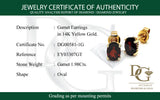 Aretes de granate en oro amarillo 14kt. GT-1.98CTS.