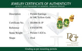 Aretes de peridoto en oro amarillo 14kt. PD-1.82CTS.