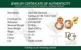 Aretes con ópalo y diamantes en oro amarillo 14k