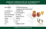 Aretes con rubí y diamantes en oro amarillo 14KT