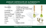Aretes con peridoto en oro amarillo 10kt