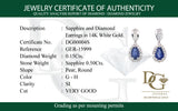 Aretes con zafiro y diamantes en oro blanco 14kt