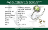 Anillo con peridoto y diamantes en oro blanco 14kt