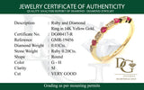 Anillo con rubí y diamantes en oro amarillo 14KT