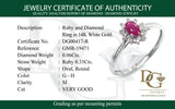 Anillo con rubí y diamantes en oro blanco 14KT