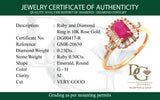 Anillo con rubí y diamantes en oro rosado 10KT