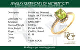 Anillo con peridoto y diamantes en oro amarillo 14kt