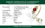 Anillo de granate con diamantes en oro amarillo 10kt.