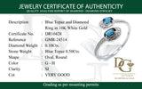 Anillo de Topacio Azul en oro blanco 10kt.