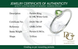Anillo de Peridoto en oro blanco 10kt.