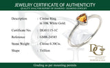 Anillo de citrino en oro blanco 10kt.