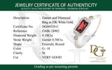 Anillo de granate con diamantes en oro blanco 10kt.