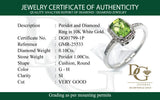 Anillo con peridoto y diamantes en oro blanco 10KT