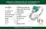Anillo de esmeralda con diamantes en oro blanco 14kt. EM-0.50CTS. D-0.10CTS.