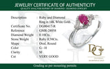Anillo con rubí y diamantes en oro blanco 14KT