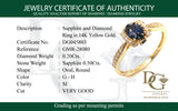 Anillo con zafiro y diamantes en oro amarillo 14KT