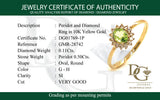 Anillo con peridoto y diamantes en oro amarillo 10KT