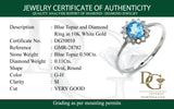 Anillo de Topacio Azul en oro blanco 10kt.
