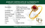 Anillo con rubí y diamantes en oro amarillo 14KT