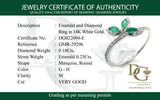 Anillo de esmeraldas con diamantes en oro blanco 14kt. EM-0.25CTS. D-0.10CTS.