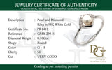 Anillo de perla con diamante en oro blanco 14kt.