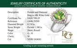 Anillo con peridoto y diamantes en oro blanco 10kt