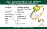 Anillo con peridoto y diamantes en oro amarillo 14kt