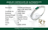 Anillo de esmeralda con diamantes en oro blanco 14kt. EM-0.09CTS. D-0.23CTS.