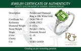 Anillo de Peridoto en oro blanco 10kt.