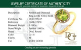 Anillo con peridoto y diamantes en oro amarillo 14kt