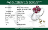 Anillo con rubí y diamantes en oro blanco 14KT