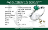 Anillo de esmeralda con diamantes en oro blanco 14kt. EM-0.50CTS. D-0.06CTS.