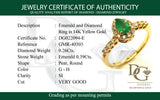 Anillo de esmeralda y diamantes en oro amarillo 14kt. EM-0.39CTS. D-0.26CTS.