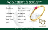 Anillo con rubí en oro amarillo 14KT