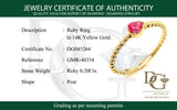 Anillo con rubí en oro amarillo 14KT