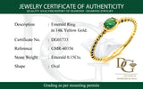Anillo de esmeralda en oro amarillo 14kt. EM-0.15CTS.