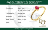 Anillo de rubí en oro amarillo 14kt. R-0.25CTS.
