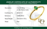 Anillo de esmeralda en oro amarillo 14kt. EM-0.15CTS.