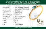 Anillo de topacio azul con diamantes en oro amarillo 14k