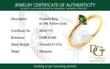 Anillo de esmeralda en oro amarillo 14kt. EM-0.11CTS.