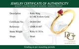 Anillo con rubí en oro amarillo 14KT