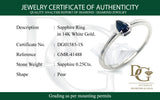 Anillo de zafiro en oro blanco 14kt. SA-0.25CTS.