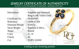 Anillo con zafiro y diamantes en oro amarillo 14KT
