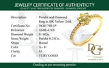 Anillo con peridoto y diamantes en oro amarillo 10kt