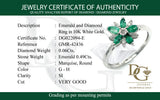 Anillo de esmeraldas con diamantes en oro blanco 10kt. EM-0.40CTS. D-0.06CTS.