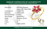 Anillo con rubí y diamantes en oro amarillo 10KT