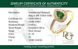 Anillo de esmeralda con diamantes en oro amarillo 10kt. EM-0.38CTS. D-0.05CTS.