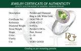 Anillo con peridoto y diamantes en oro blanco 14kt